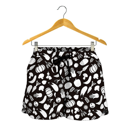 Blue And White Vegan Pattern Print Women's Shorts