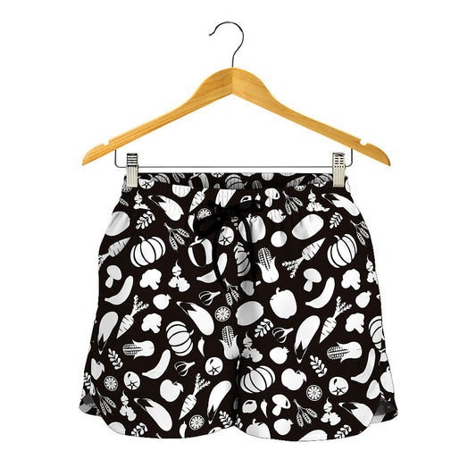 Blue And White Vegan Pattern Print Women's Shorts