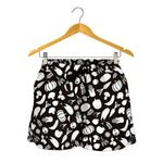 Blue And White Vegan Pattern Print Women's Shorts