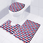 Blue And White Wave Crab Pattern Print 3 Piece Bath Mat Set
