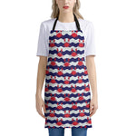 Blue And White Wave Crab Pattern Print Apron