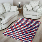 Blue And White Wave Crab Pattern Print Area Rug