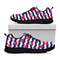 Blue And White Wave Crab Pattern Print Black Running Shoes