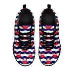 Blue And White Wave Crab Pattern Print Black Sneakers