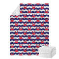 Blue And White Wave Crab Pattern Print Blanket