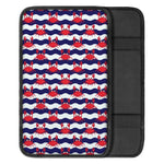 Blue And White Wave Crab Pattern Print Car Center Console Cover