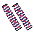 Blue And White Wave Crab Pattern Print Car Seat Belt Covers