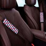Blue And White Wave Crab Pattern Print Car Seat Belt Covers
