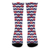 Blue And White Wave Crab Pattern Print Crew Socks