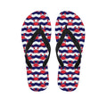 Blue And White Wave Crab Pattern Print Flip Flops