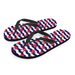 Blue And White Wave Crab Pattern Print Flip Flops