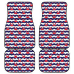 Blue And White Wave Crab Pattern Print Front and Back Car Floor Mats