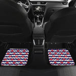 Blue And White Wave Crab Pattern Print Front and Back Car Floor Mats