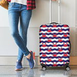 Blue And White Wave Crab Pattern Print Luggage Cover