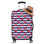 Blue And White Wave Crab Pattern Print Luggage Cover