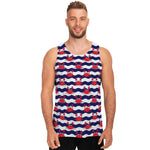 Blue And White Wave Crab Pattern Print Men's Tank Top