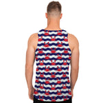 Blue And White Wave Crab Pattern Print Men's Tank Top