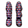 Blue And White Wave Crab Pattern Print Muay Thai Shin Guards