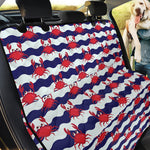 Blue And White Wave Crab Pattern Print Pet Car Back Seat Cover