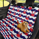 Blue And White Wave Crab Pattern Print Pet Car Back Seat Cover