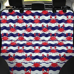 Blue And White Wave Crab Pattern Print Pet Car Back Seat Cover