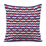 Blue And White Wave Crab Pattern Print Pillow Cover