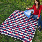 Blue And White Wave Crab Pattern Print Quilt