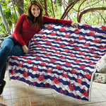 Blue And White Wave Crab Pattern Print Quilt