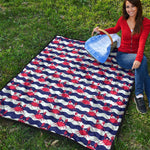 Blue And White Wave Crab Pattern Print Quilt