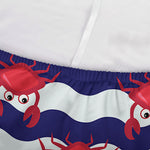 Blue And White Wave Crab Pattern Print Sofa Cover