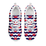 Blue And White Wave Crab Pattern Print White Sneakers