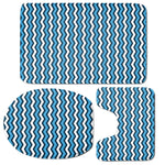 Blue And White Zigzag Pattern Print 3 Piece Bath Mat Set