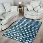 Blue And White Zigzag Pattern Print Area Rug
