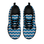 Blue And White Zigzag Pattern Print Black Sneakers