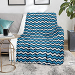 Blue And White Zigzag Pattern Print Blanket