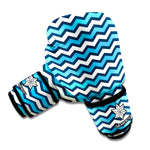 Blue And White Zigzag Pattern Print Boxing Gloves