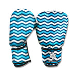 Blue And White Zigzag Pattern Print Boxing Gloves