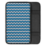 Blue And White Zigzag Pattern Print Car Center Console Cover