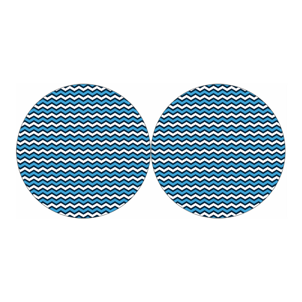 Blue And White Zigzag Pattern Print Car Coasters