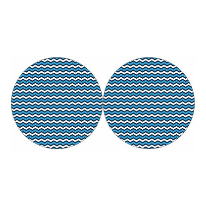 Blue And White Zigzag Pattern Print Car Coasters