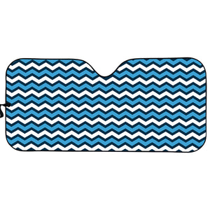 Blue And White Zigzag Pattern Print Car Sun Shade