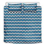 Blue And White Zigzag Pattern Print Duvet Cover Bedding Set