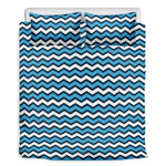 Blue And White Zigzag Pattern Print Duvet Cover Bedding Set