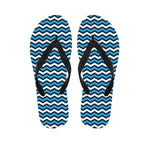 Blue And White Zigzag Pattern Print Flip Flops