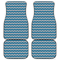 Blue And White Zigzag Pattern Print Front and Back Car Floor Mats