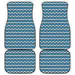 Blue And White Zigzag Pattern Print Front and Back Car Floor Mats