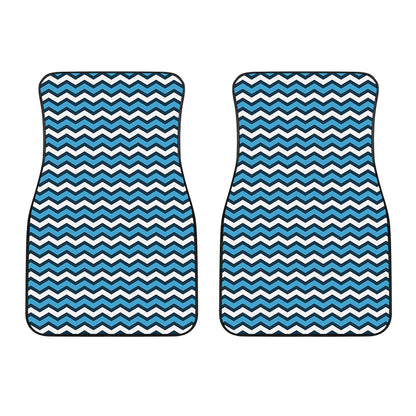 Blue And White Zigzag Pattern Print Front Car Floor Mats