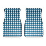 Blue And White Zigzag Pattern Print Front Car Floor Mats