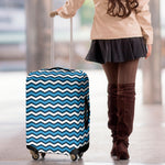 Blue And White Zigzag Pattern Print Luggage Cover