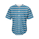 Blue And White Zigzag Pattern Print Men's Baseball Jersey